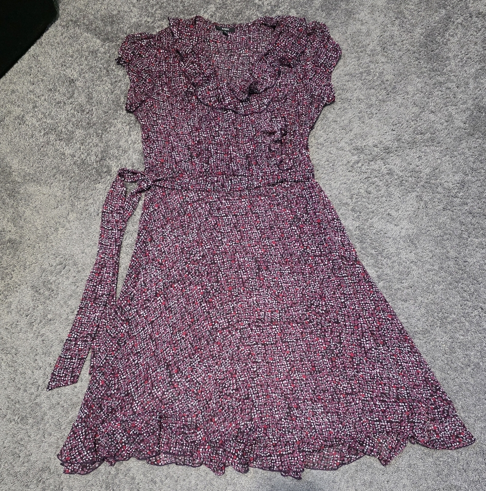 MSK Burgundy and Black Patterned Dress